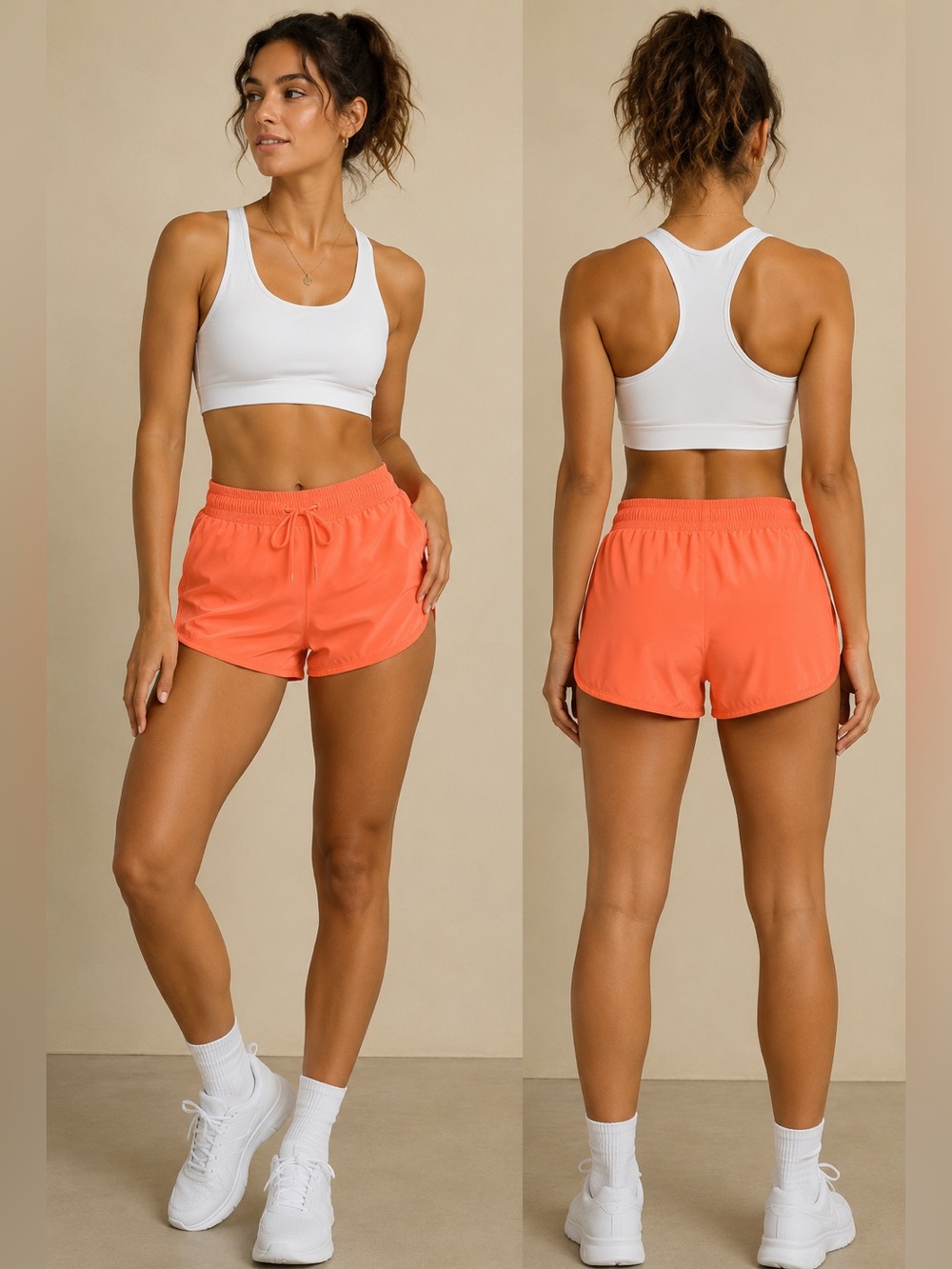 H&M Neon Coral Running Shorts Size 8